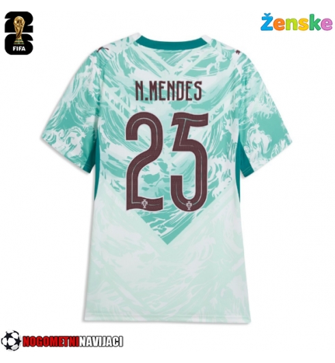 Ženske Nogometnih dresov Portugalska Nuno Mendes #25 Gostujoči SP 2026 Kratki rokavi Ženske Nogometnih dresov Portugalska Nuno Mendes #25 Gostujoči SP 2026 Kratki rokavi